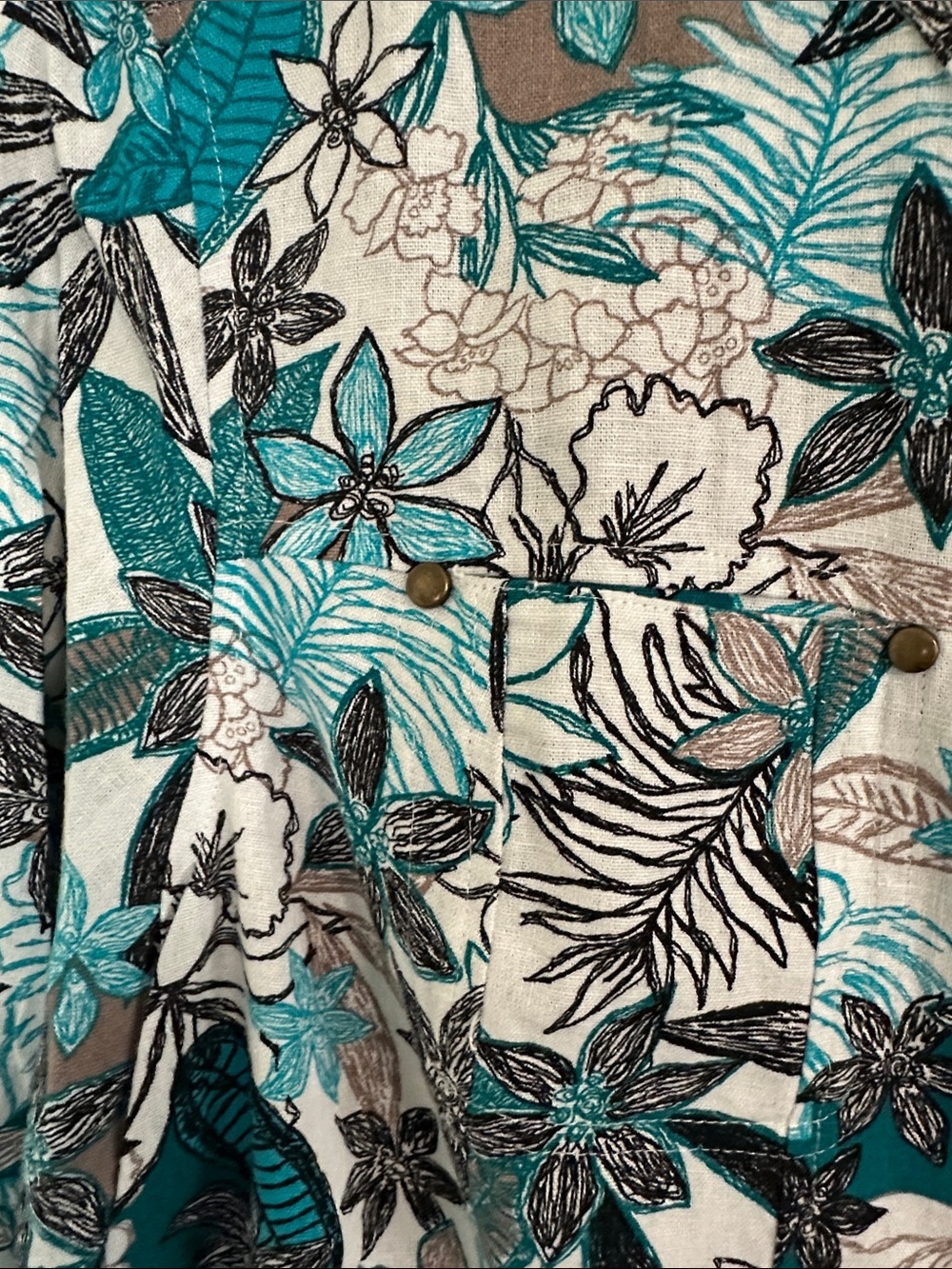 Christopher & Banks Teal & Black Floral Button-Front shirt jacket size PXL - Picture 5 of 8